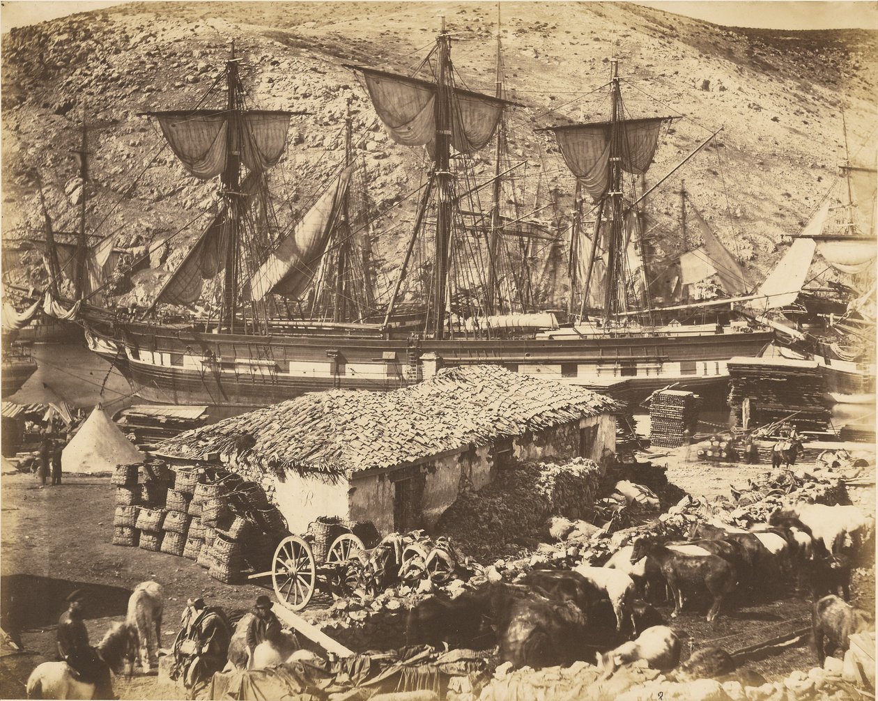 Balaklavas havn, kvægkajen af Roger Fenton