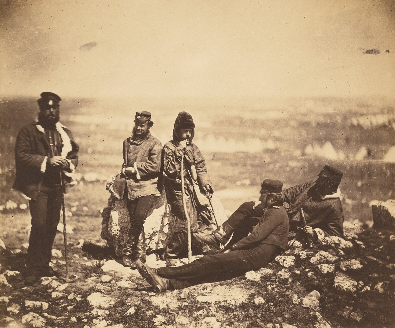 Officerer fra 89. regiment på Cathcarts Hill af Roger Fenton