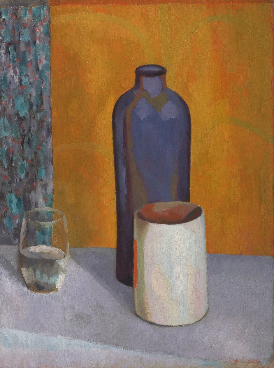 Stilleben med blå flaske af Roger Fry