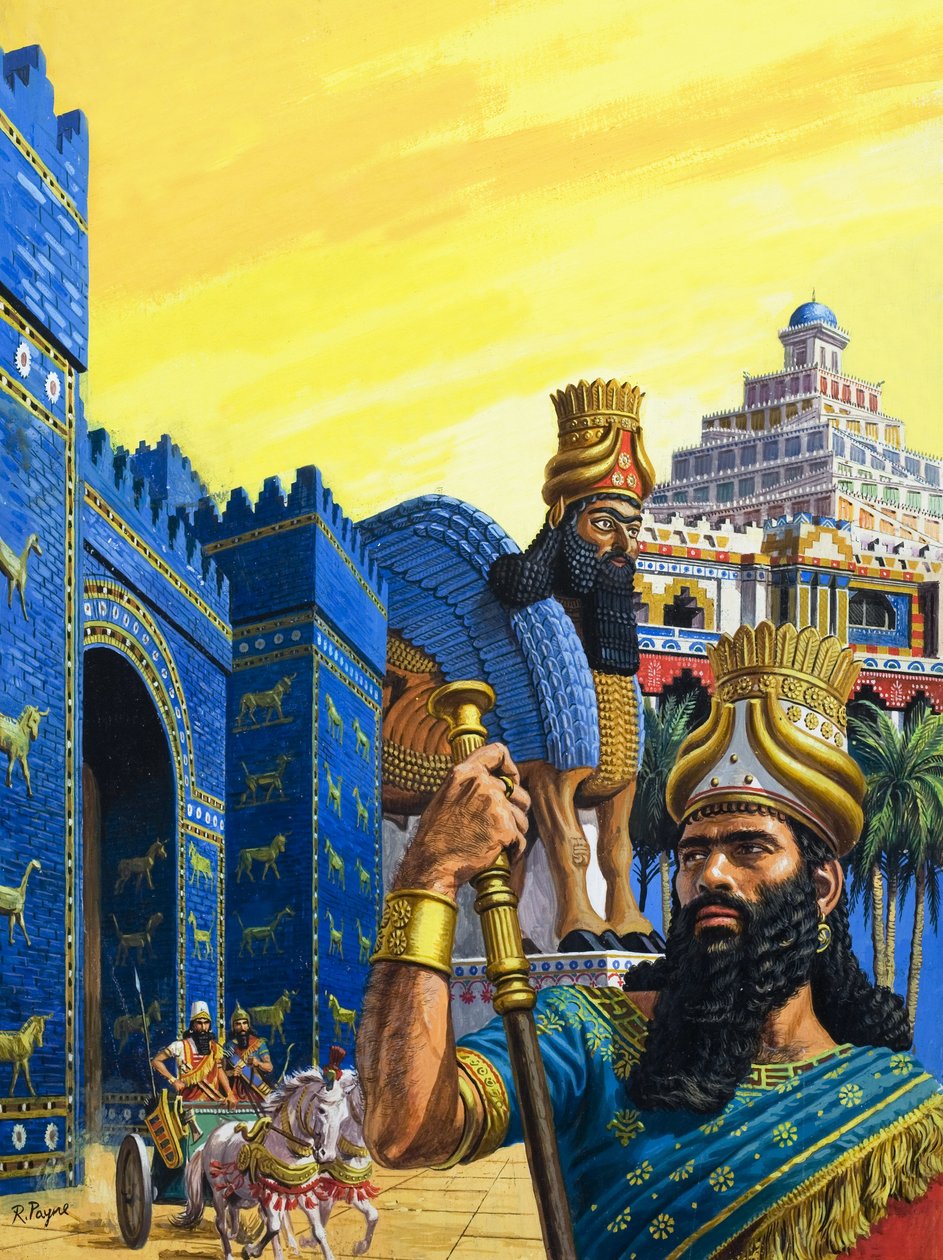 Babylon den Mægtige (gouache på papir) af Roger Payne