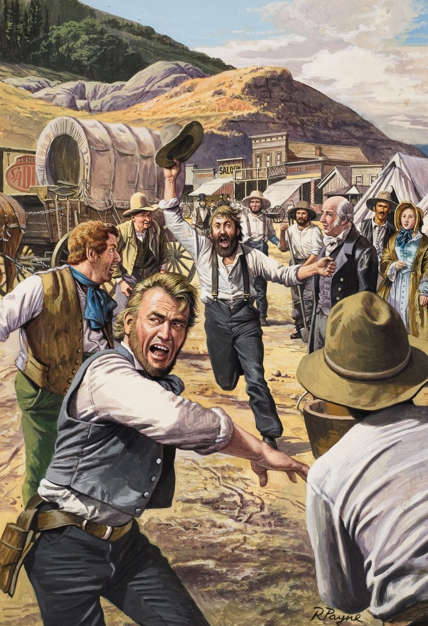 California Gold Rush (gouache på papir) af Roger Payne