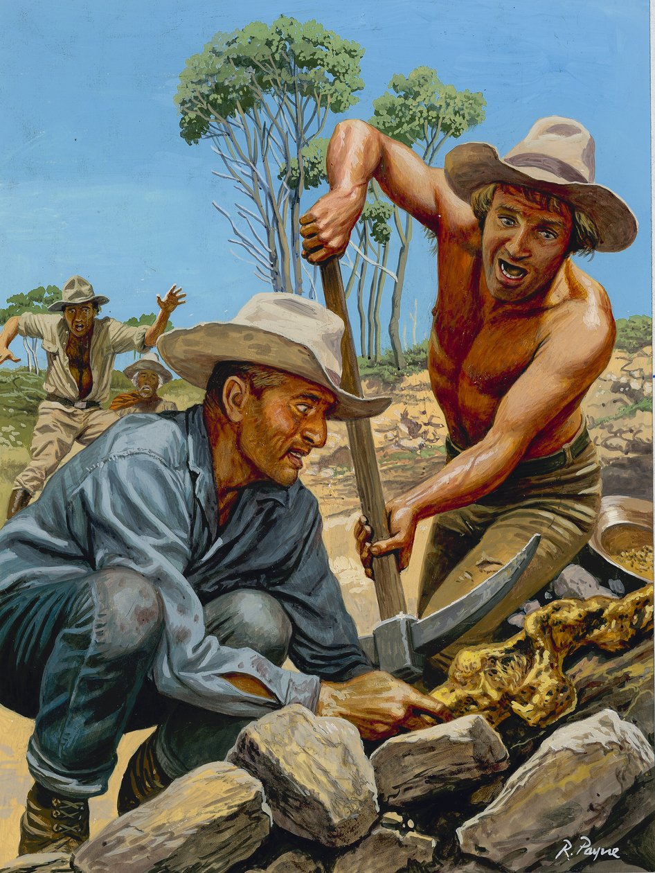 Gold Prospectors (gouache på papir) af Roger Payne