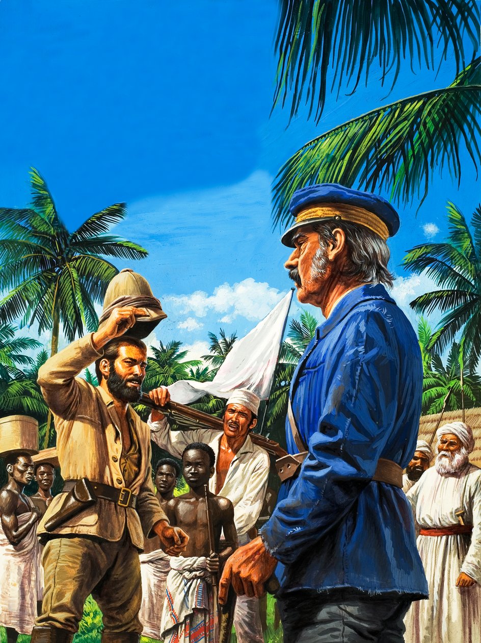 Henry Stanley hilser på David Livingstone af Roger Payne