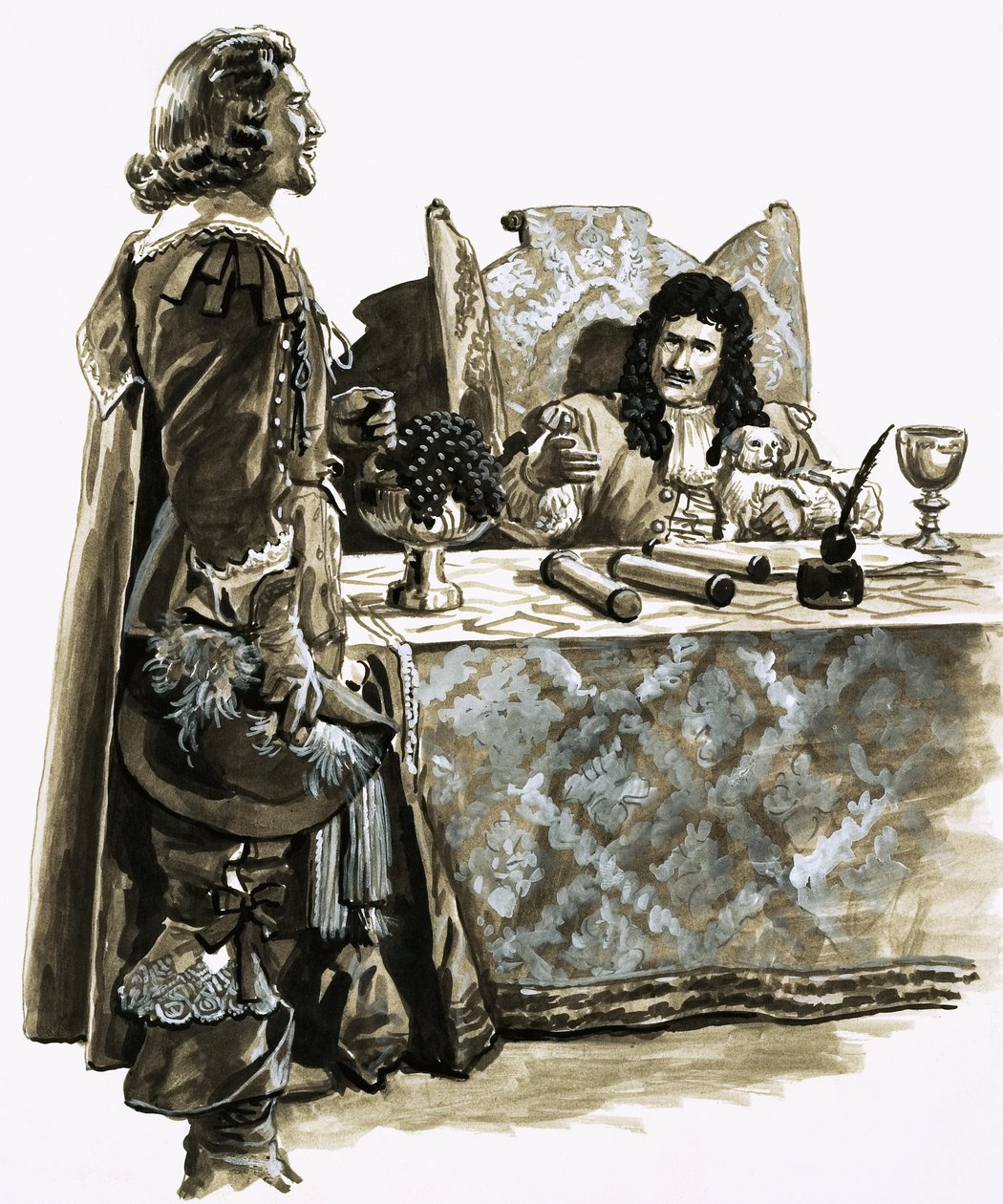 På jagt efter en begravet skat: William Phips modtager en kongelig bestilling fra Charles II af Roger Payne