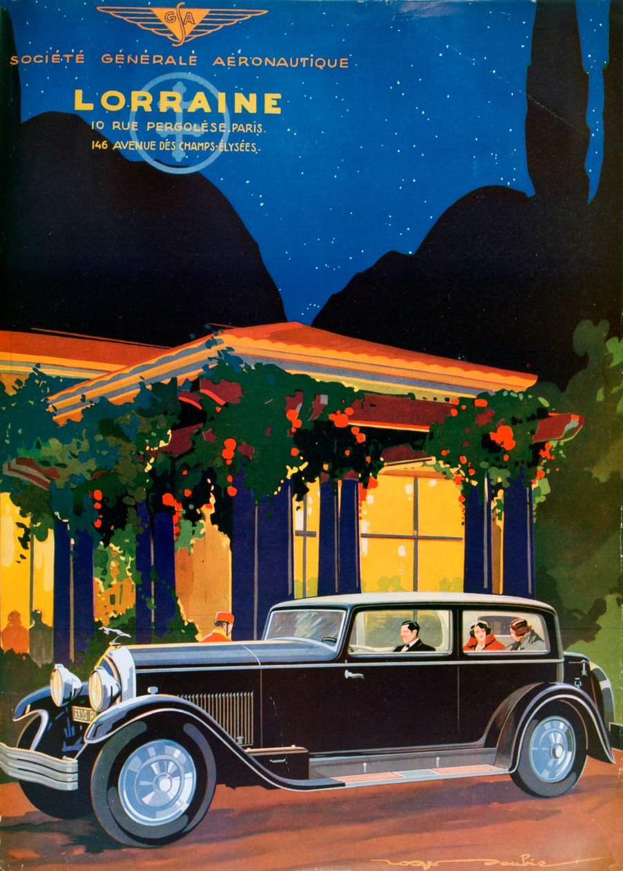 Plakat, Lorraine, Societe Generale Aeronautique, 1928 af Roger Soubie