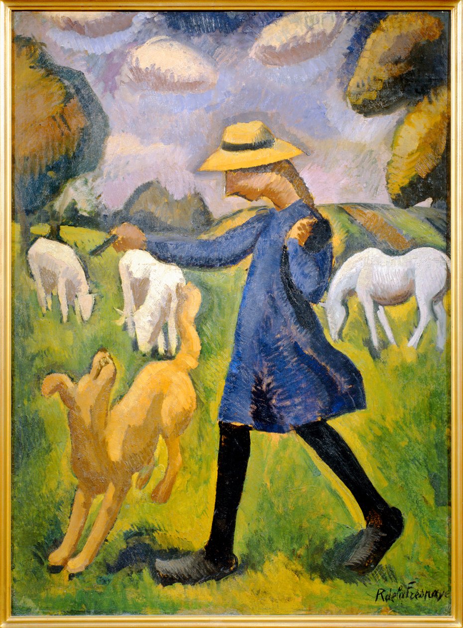 La bergere - Marie Ressort enfant - Hyrdinden - Marie ... (maleri på lærred) af Roger de La Fresnaye