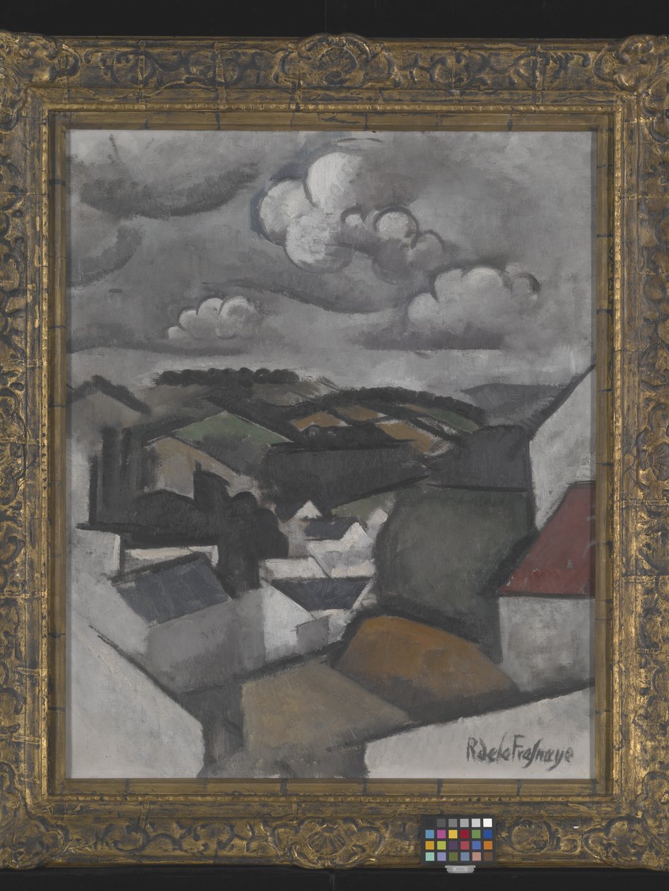 Landskab med en landsby, The Hills Beyond Meulan (olie på lærred) af Roger de La Fresnaye