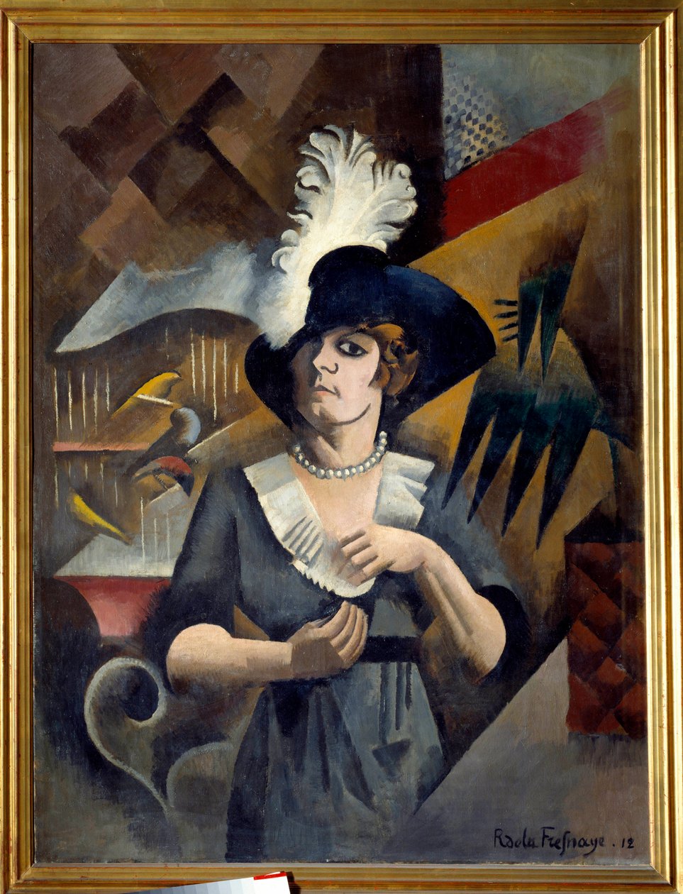Portræt af Alice i den store hat. Maleri af Roger De La Fresnaye (1885 - 1925) af Roger de La Fresnaye