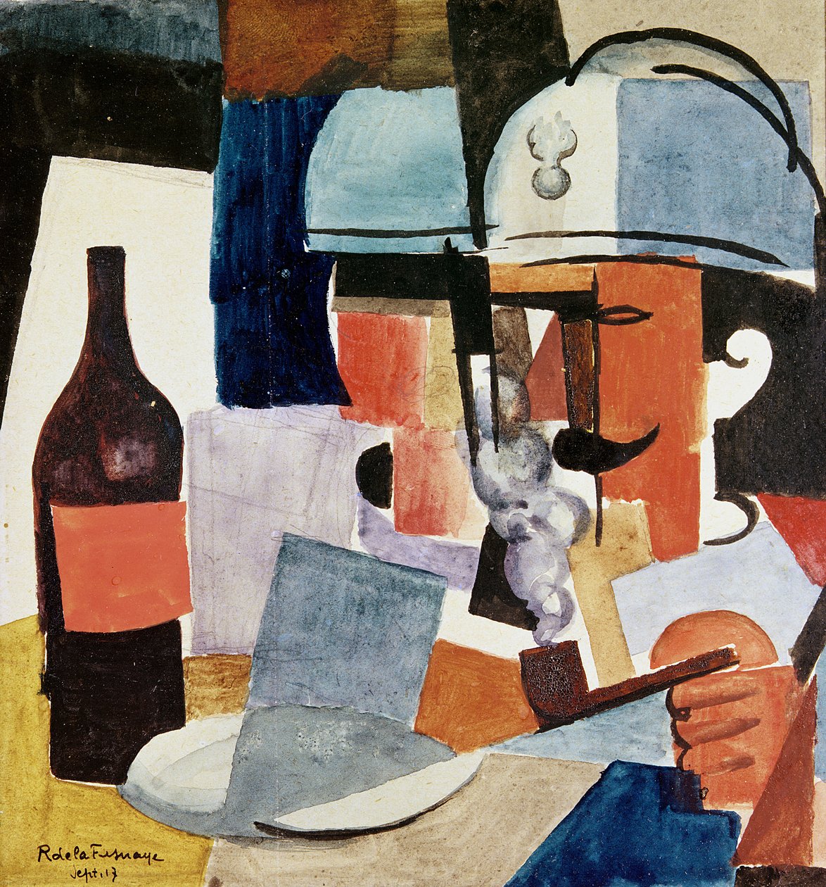 Soldat med Pibe og Flaske af Roger de La Fresnaye