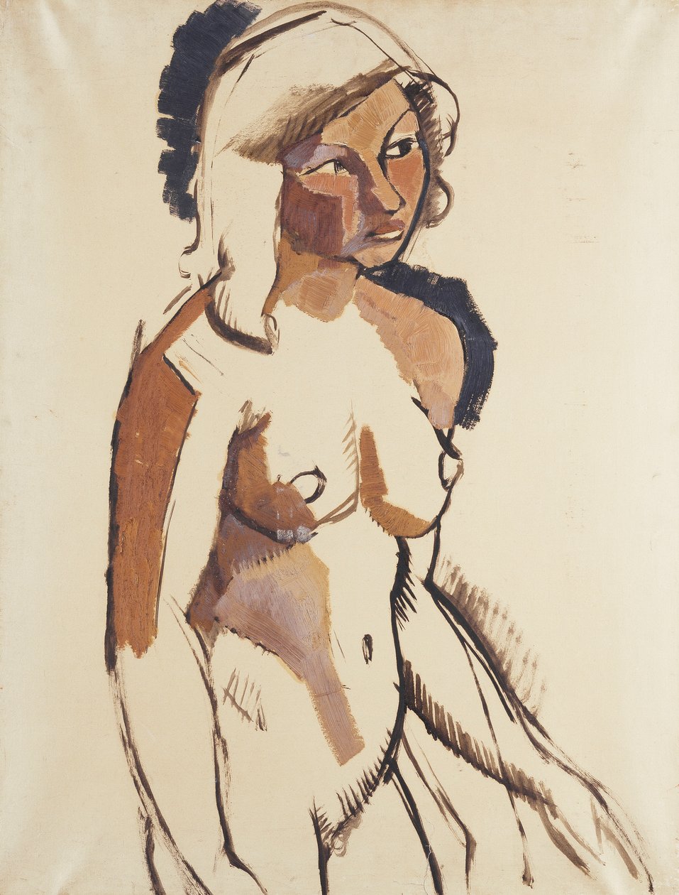 Den italienske pige, trekvart lang, ser til højre; Den italienske kvinde, 3-kvarters udsigt ser til højre, ca. 1910-11 af Roger de La Fresnaye