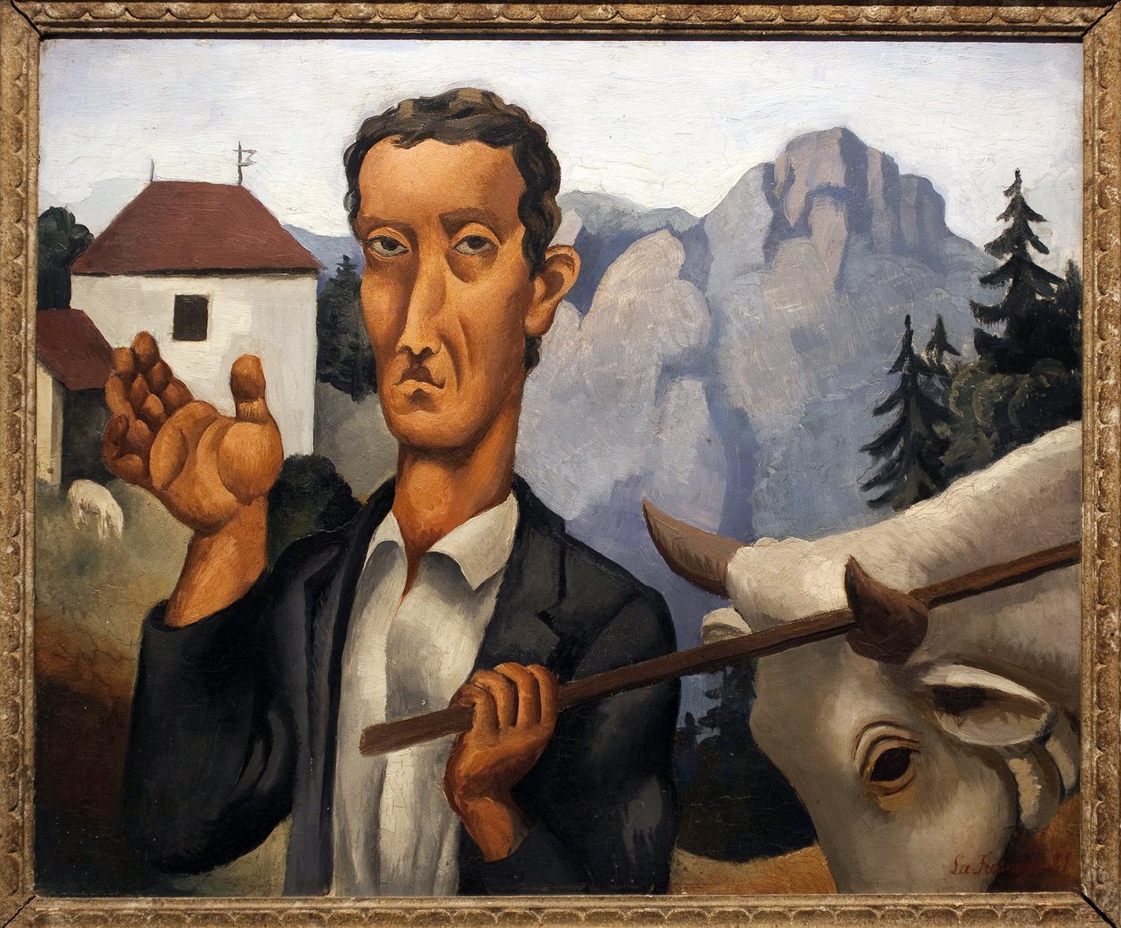 Hjorten. Maleri af Roger de La Fresnaye (1885-1925), olie på træ af Roger de La Fresnaye