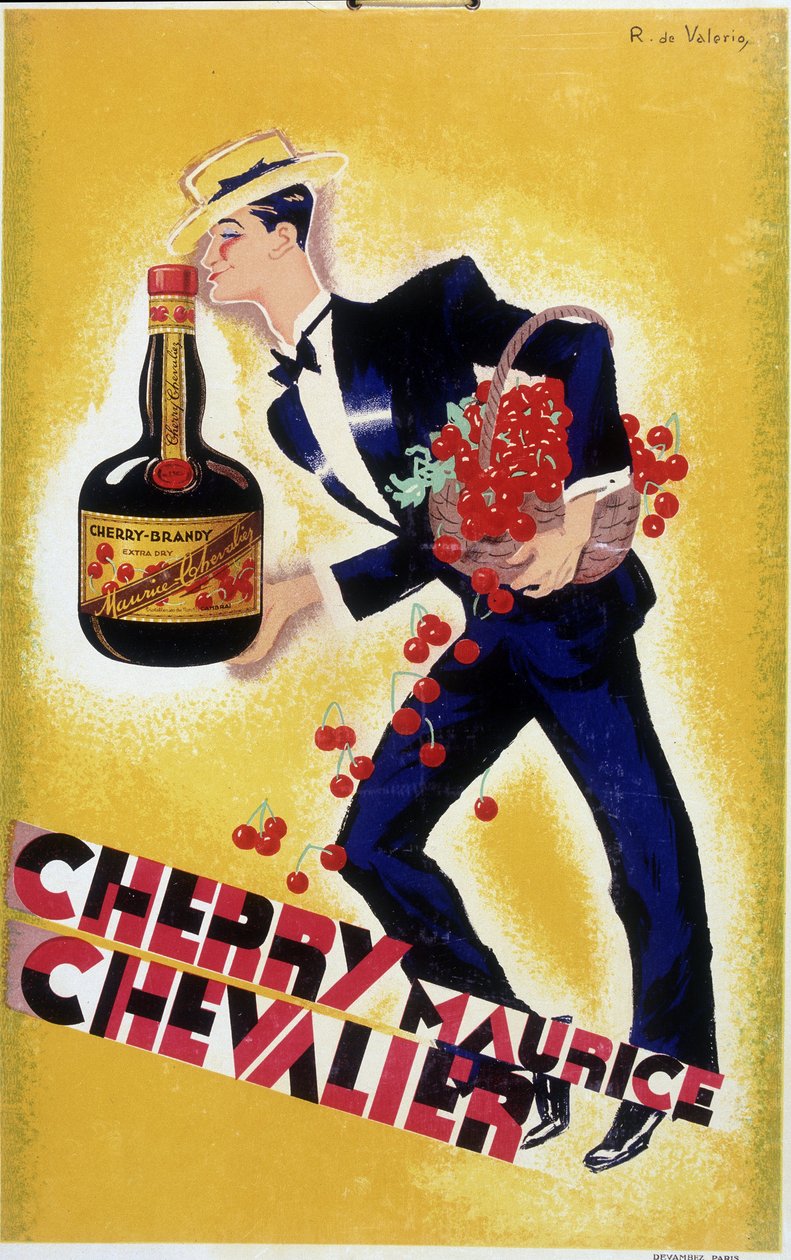 Reklameplakat for Cherry Maurice Chevalier - Illustration af Roger de Valerio (1886-1951), ca. 1935 af Roger de Valerio