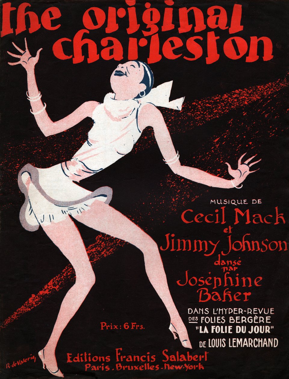 Josephine Baker i magasinet "La Folie du Jour". 1927 (illustration) af Roger de Valerio