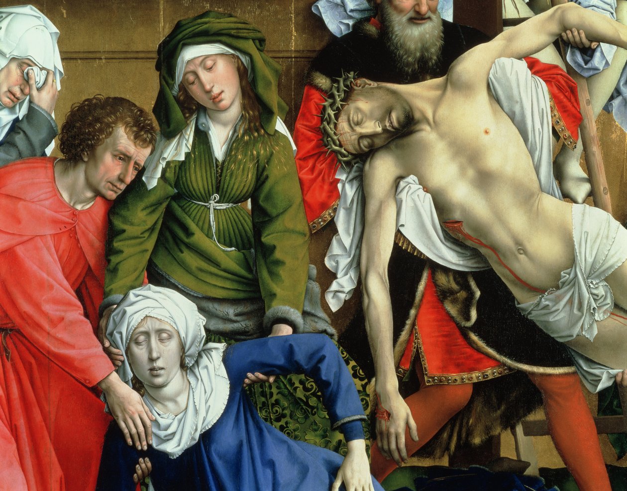 Nedstigning fra korset, 1435 (detalje af Johannes, Jomfru Maria og Kristus) (se også 187570) af Rogier van der Weyden