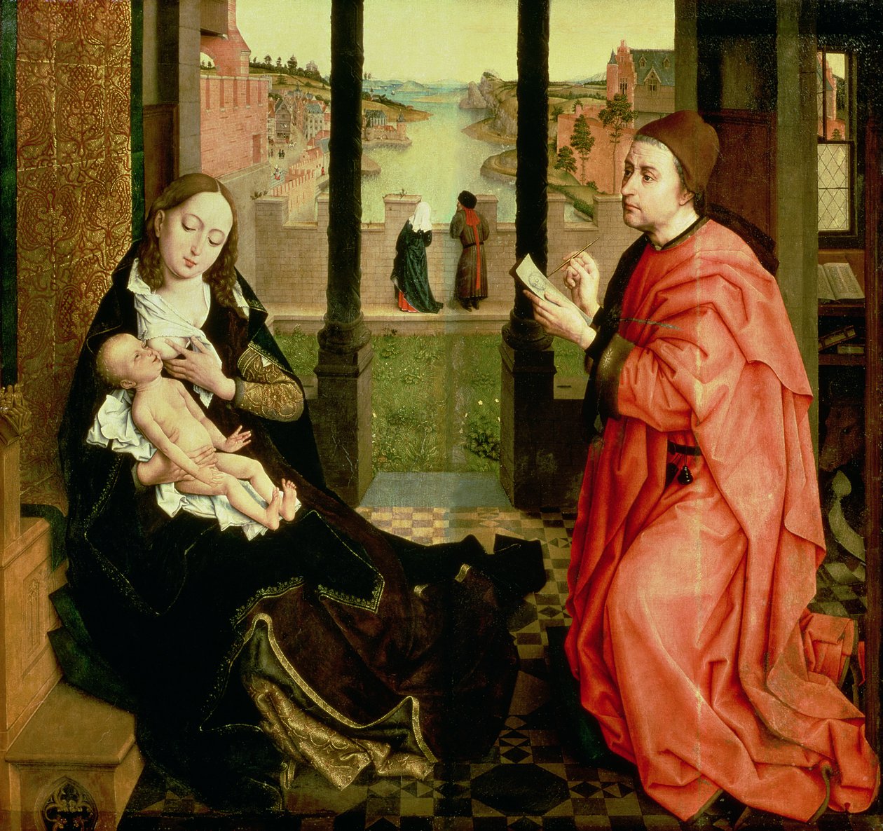 St. Luke tegner et portræt af jomfruen af Rogier van der Weyden
