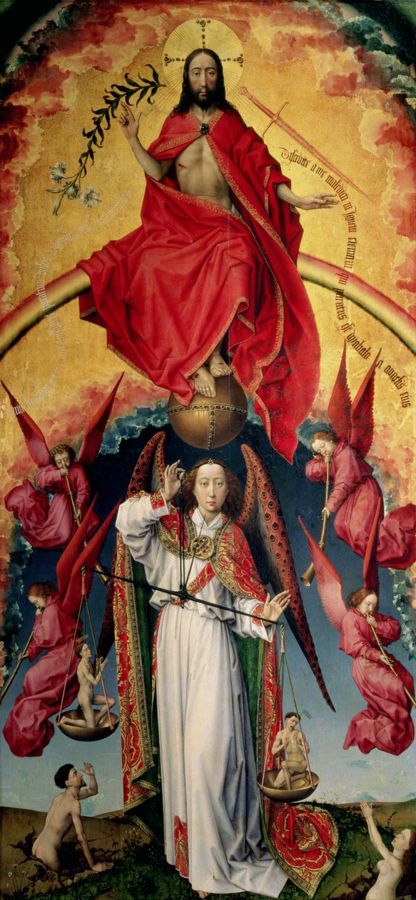 St. Michael vejer sjælene, fra den sidste dom, ca. 1445-50 (se 20546) af Rogier van der Weyden