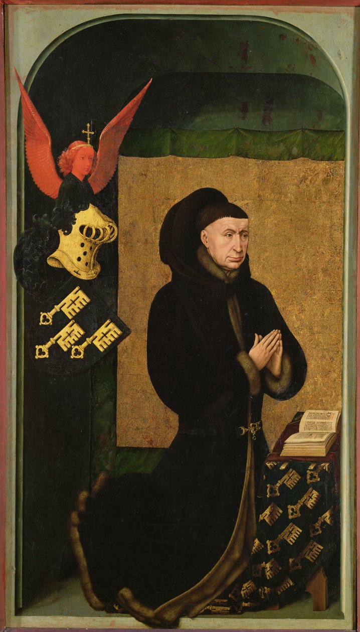 Donoren, kansler Nicholas Rolin, knælende i bøn, fra bagsiden af den sidste doms polyptykon, ca. 1445-50 (se 20546, 170074 og 170079) af Rogier van der Weyden