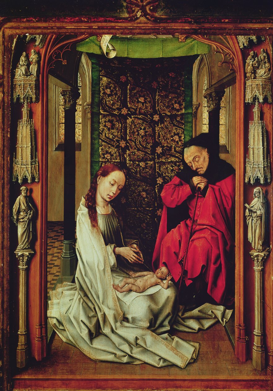 Fødselen, venstre fløj af en triptykon, ca. 1496 af Rogier van der Weyden