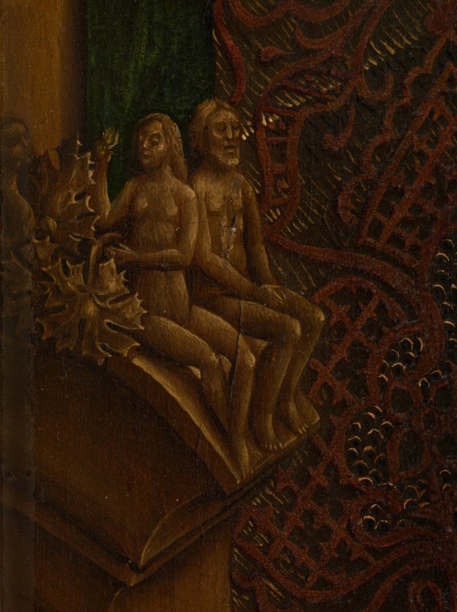 Detalje af Sankt Lukas tegner jomfruens portræt (olie på panel) af Rogier van der (after) Weyden