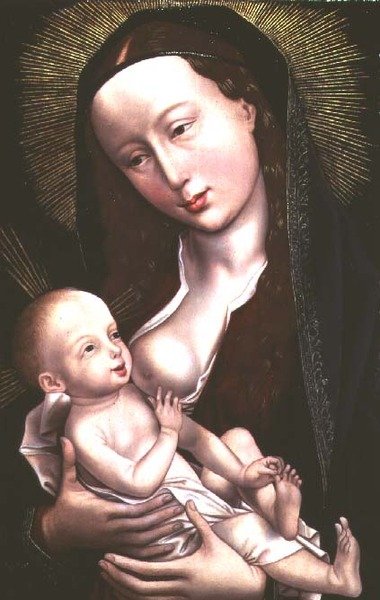 Madonna og barn (panel) af Rogier van der (attr. to) Weyden