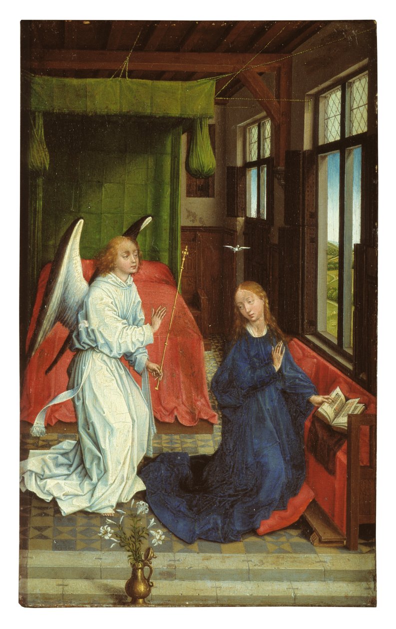 Bebudelse (olie på panel) af Rogier van der (follower of) Weyden