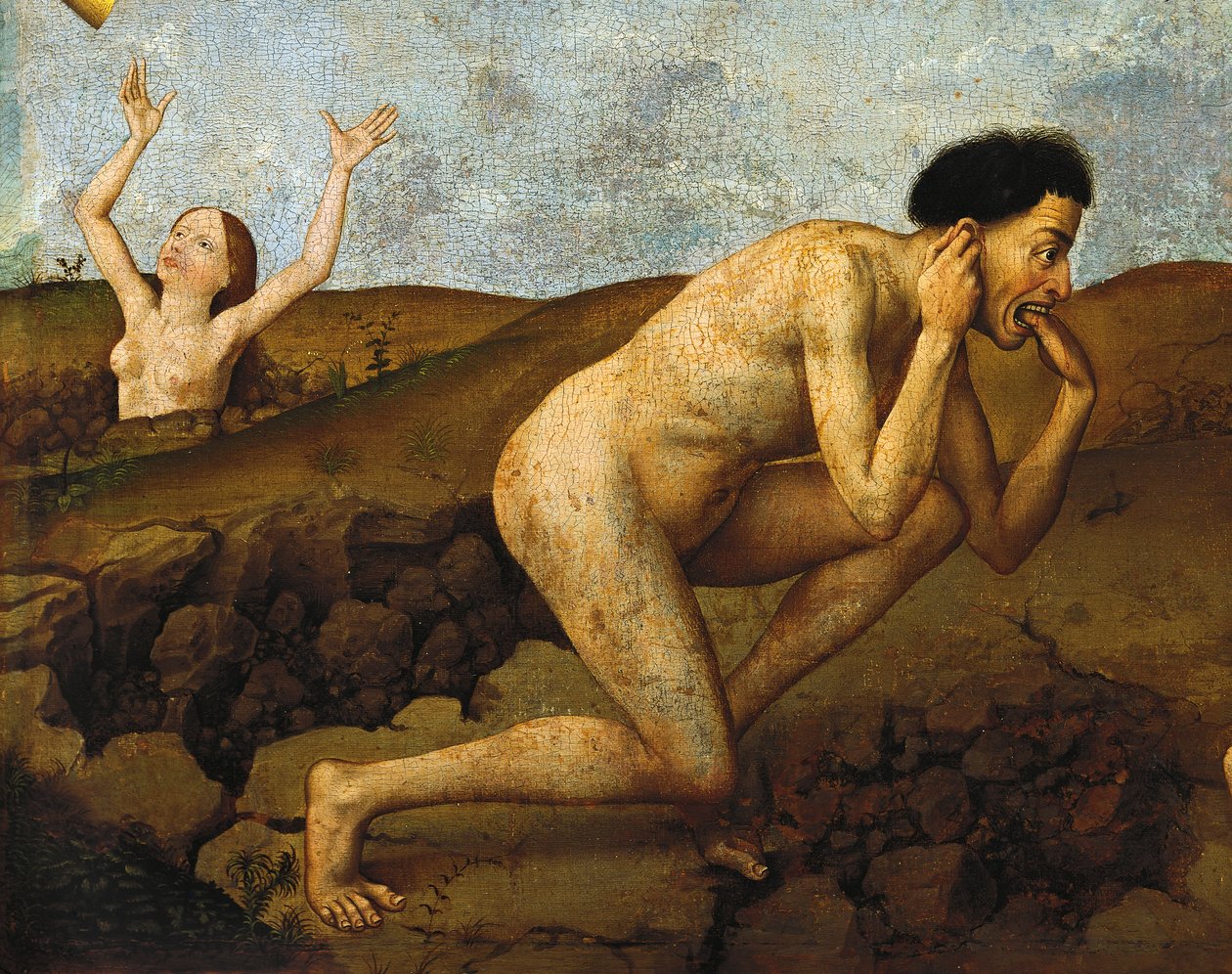 Forbandet på vej til helvede, detalje af Last Judgment altertavle af Rogier van der Weyden