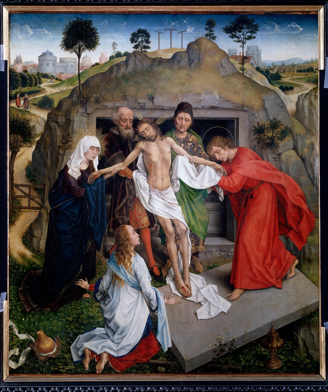 Afsætning i graven Kristi Klagesang - olie på panel af Rogier van der Weyden
