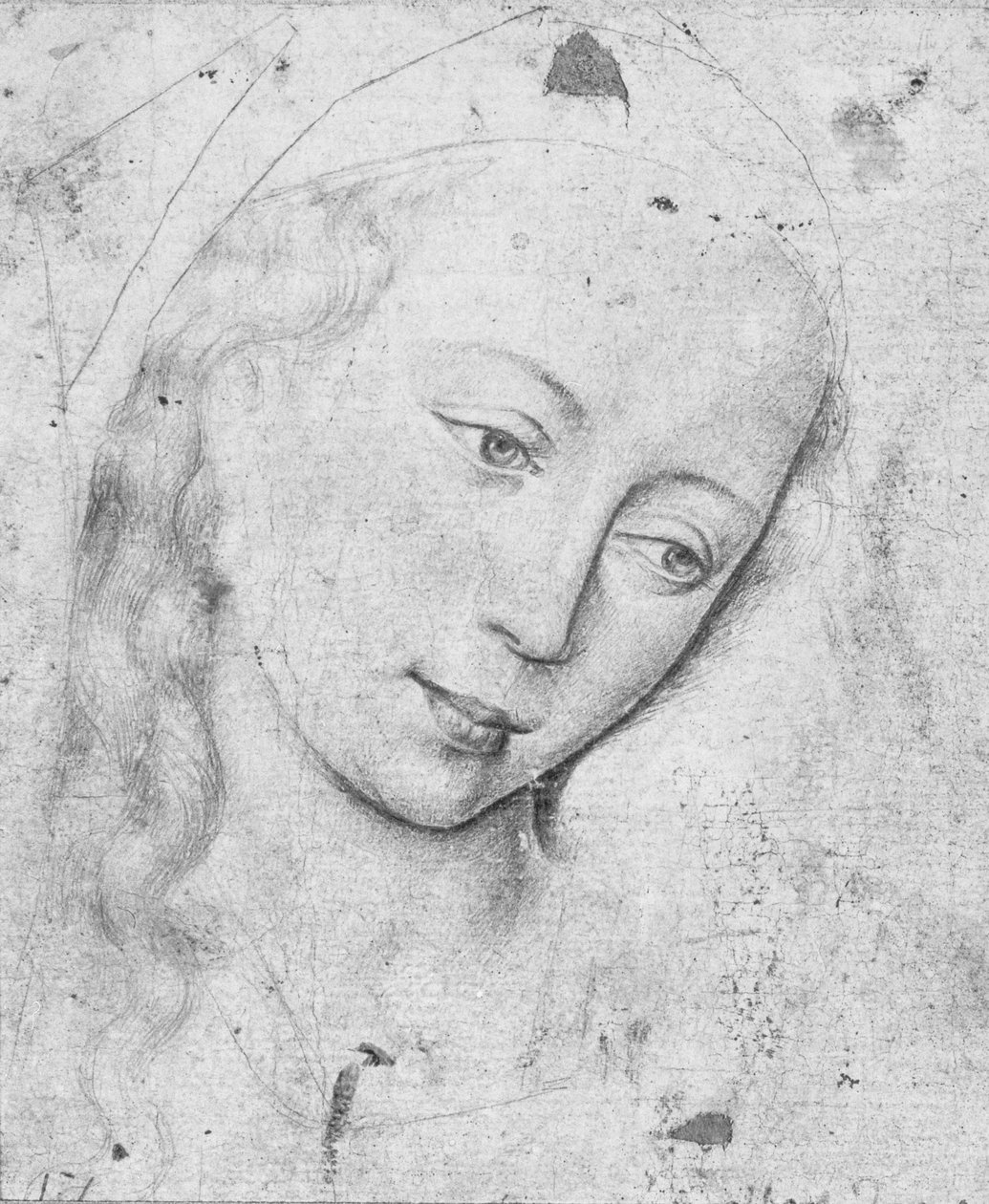 Jomfruens hoved (bw print) af Rogier van der Weyden