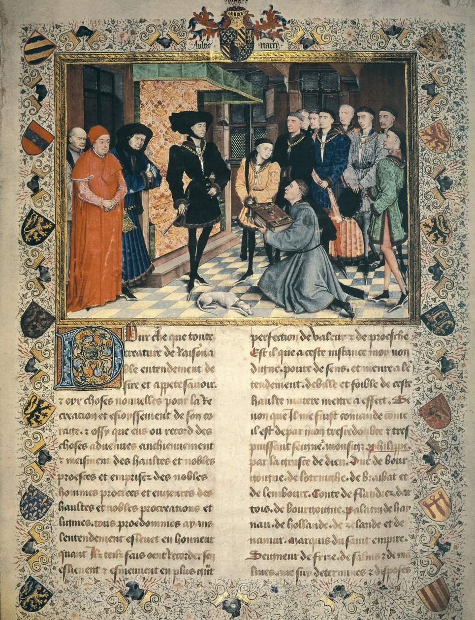 Jean Wauquelin (død 1452) præsenterer oversættelsen af Hainauts krøniker til Filip III af Bourgogne af Rogier van der Weyden