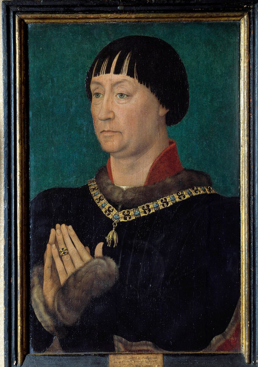 Portræt af Johannes I sagde Belliqueux, hertug af Cleves (1419-1481) Maleri af Rogier (Roger) van der Weyden (1400-1464) 1400-tallet søn. 0,49x0,31 m. af Rogier van der Weyden