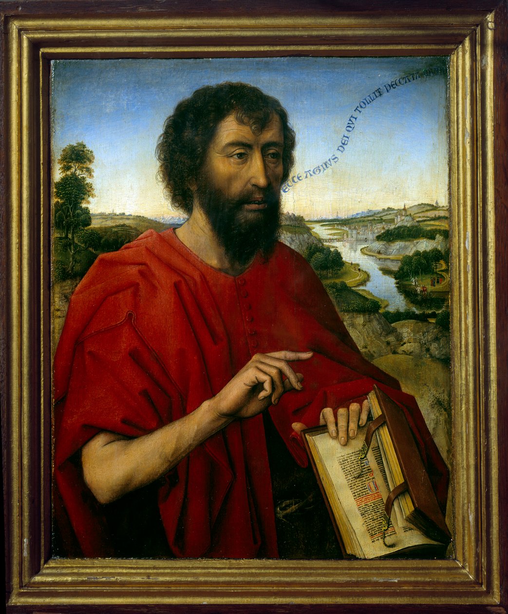 Sankt Johannes Døberen. Detalje. Venstre panel af Braque-familiens triptykon. Maleri af Roger (Rogier) Van Der Weyden (1400 - 1464) Ec. Flam. af Rogier van der Weyden