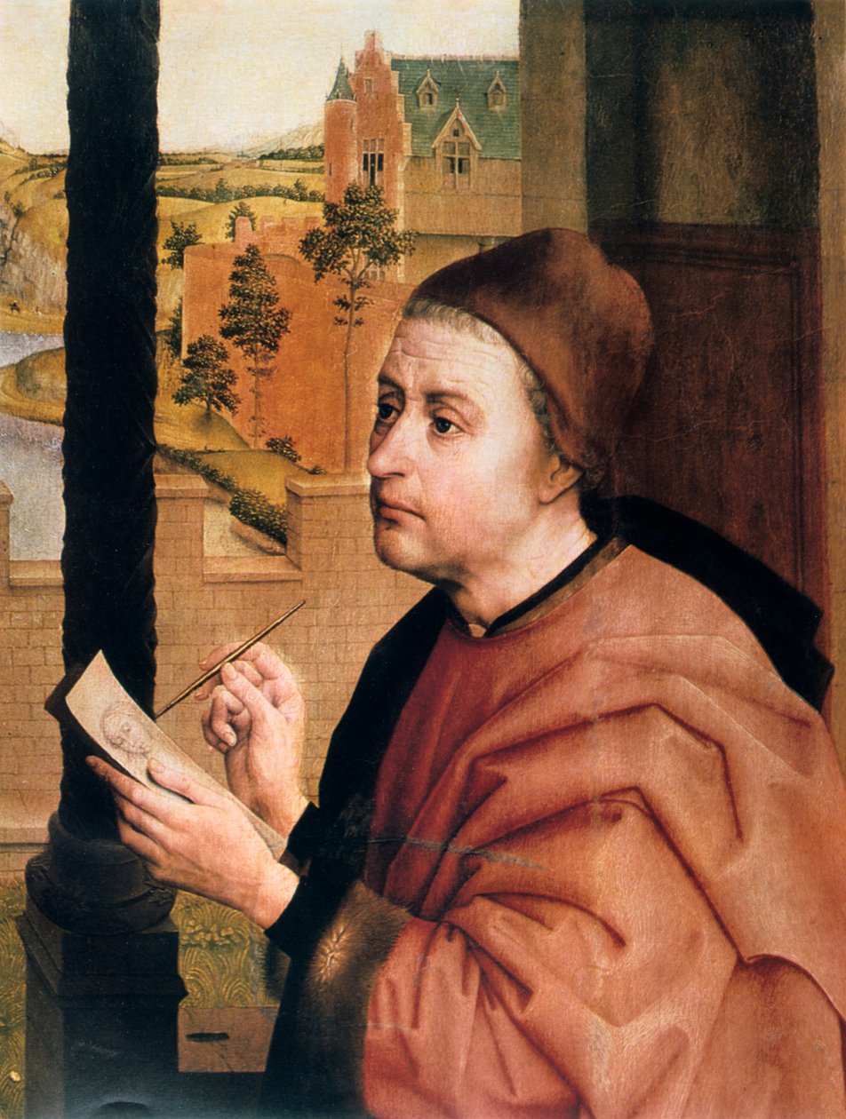 St Luke Drawing the Virgin, detalje, 1400-tallet. af Rogier van der Weyden