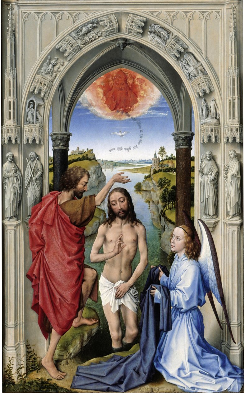 The Baptism of Christ Johannes-alteret, midterste panel, ca 1455 af Rogier van der Weyden