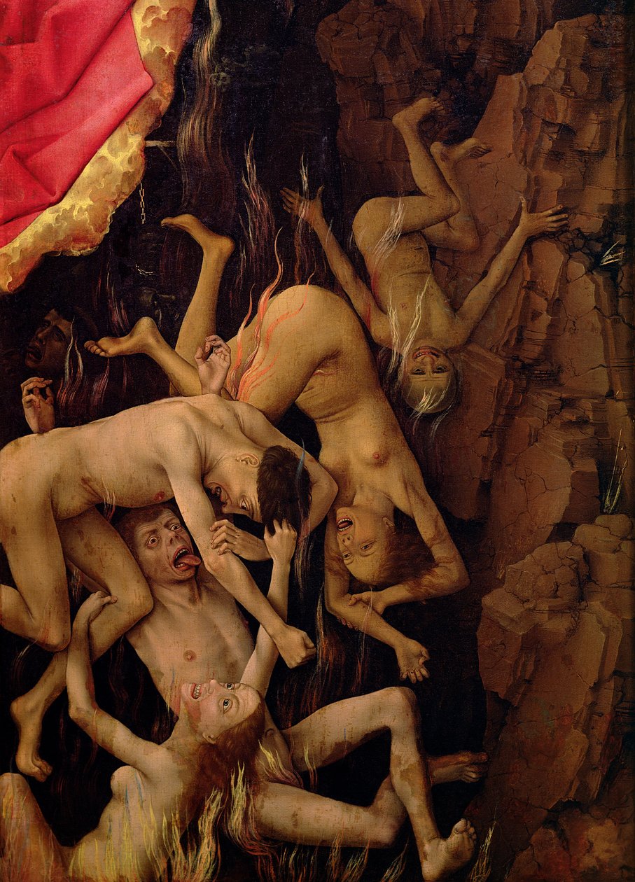 The Last Judgement, detalje om de fordømtes fald til helvede, ca. 1445-50 af Rogier van der Weyden