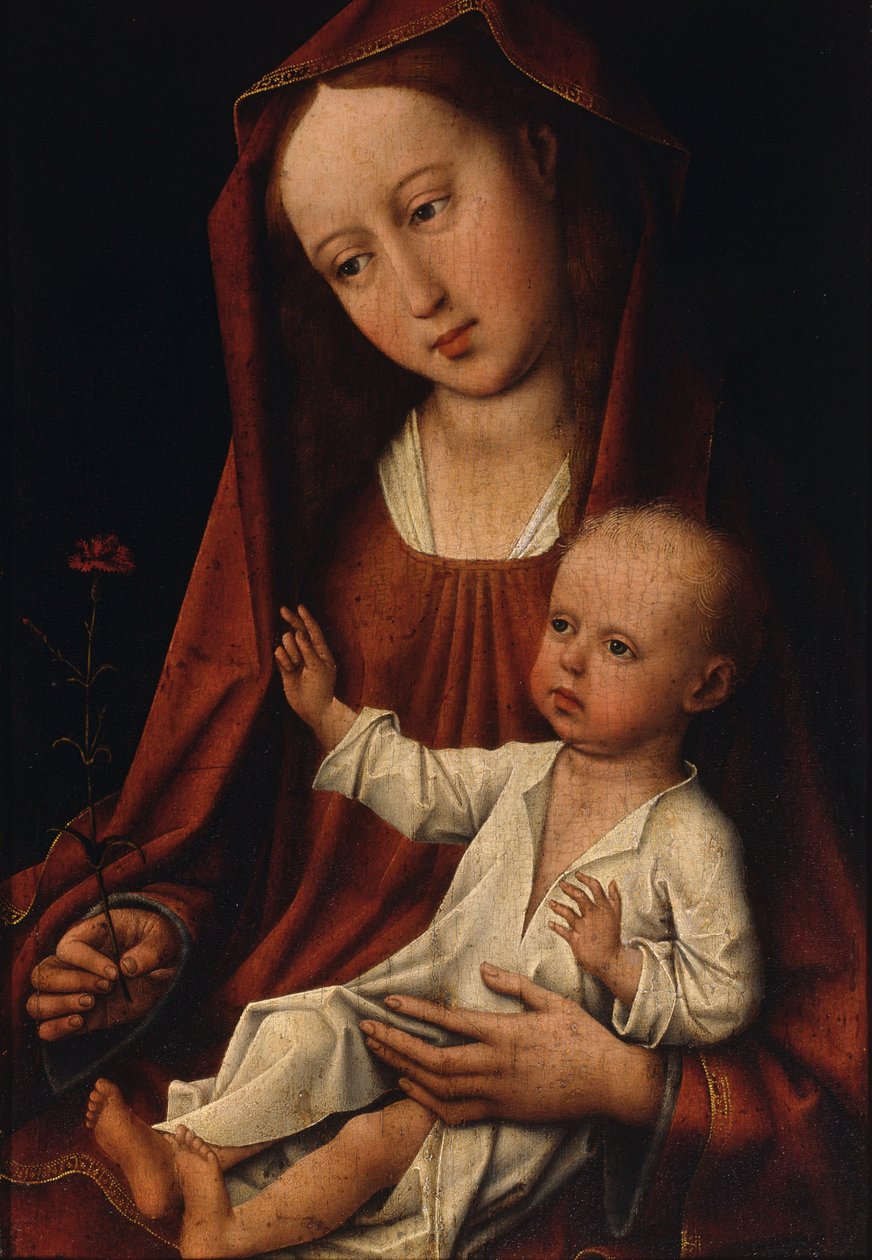 Jomfruen med nelliken (olie på panel) af Rogier van der Weyden