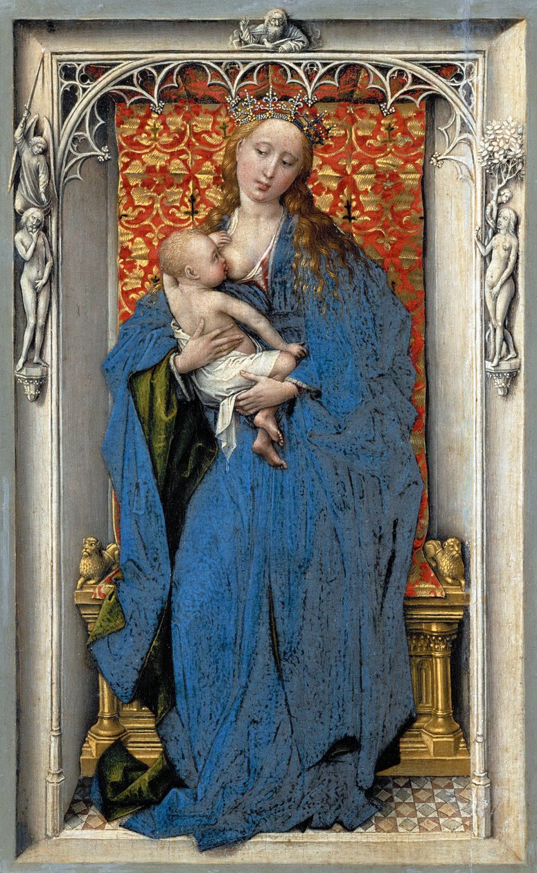Jomfru og barn - Rogier van der Weyden (ca. 1399-1464). Olie på træ, ca. 1430 eller ca. 1451. Mål : 18,9x12,1 cm. Kunsthistorisk museum, Vienne af Rogier van der Weyden