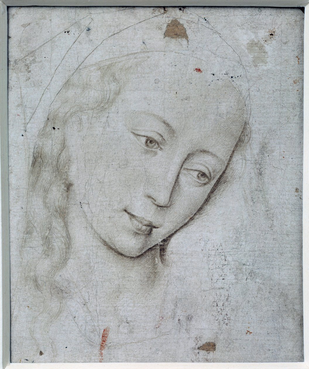 Jomfrus hoved. Tegning af Rogier (Roger) Van Der Weyden (1400-1464) Ec. Flam. af Rogier van der Weyden