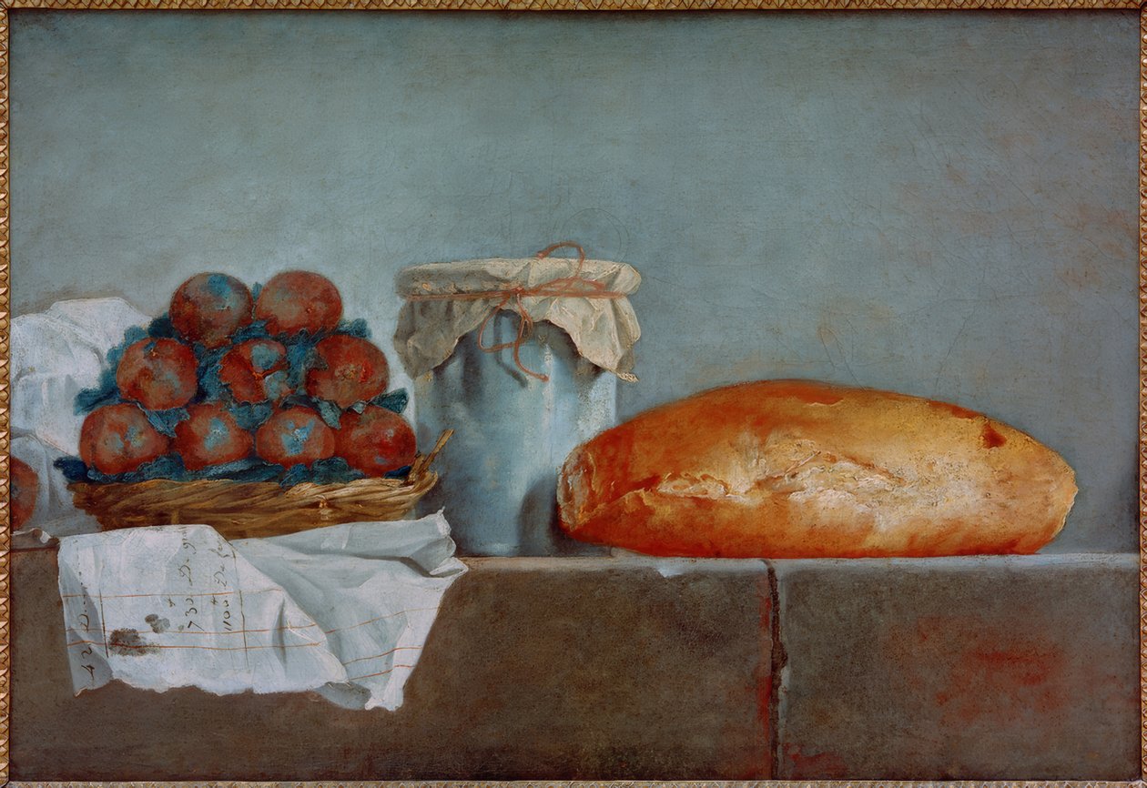 Stilleben af ​​frugt med brød af Roland Delaporte
