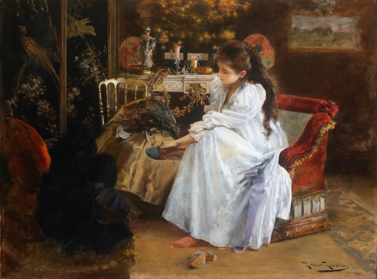 De soiree - Maleri af Roma Ribera (1876-1931) - ca 1894 - Olie på lærred - 59x79 - Museu Nacional d