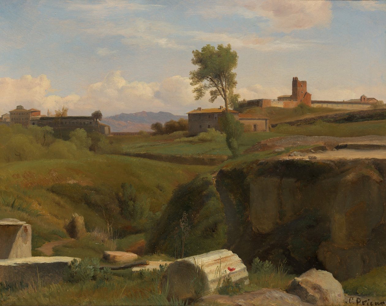 Udsigt på Aventine Hill, Rom. af Romain Etienne Gabriel Prieur