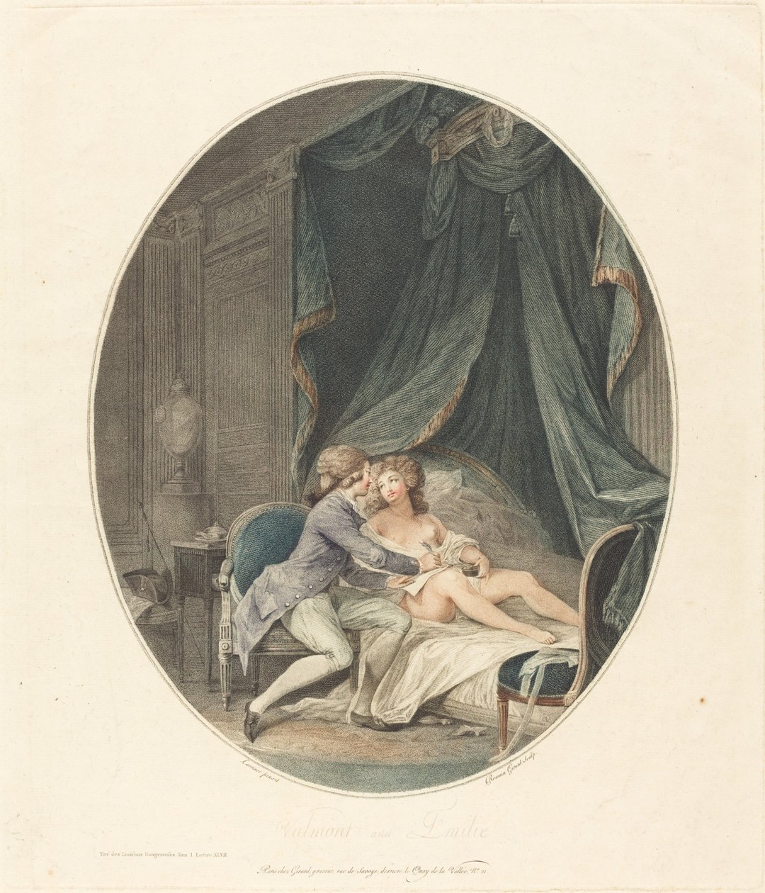 Valmont og Emilie af Romain Girard after Nicolas Lavreince