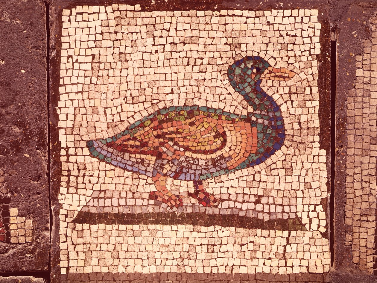 A Duck, detalje fra Orpheus Charming the Animals (mosaik) af Roman