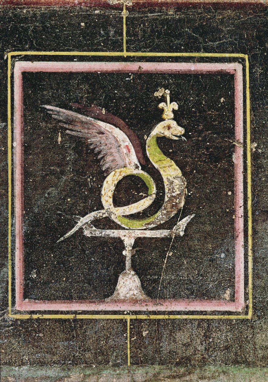 A Winged Serpent, detalje fra et tablinum dekoreret med malerier i egyptisk stil, ca. 27-14 f.Kr. af Roman