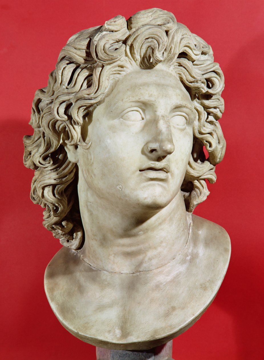 Alexander den Store (356-323 f.Kr.) Konge af Makedonien, romersk kopi af græsk original (marmor) af Roman