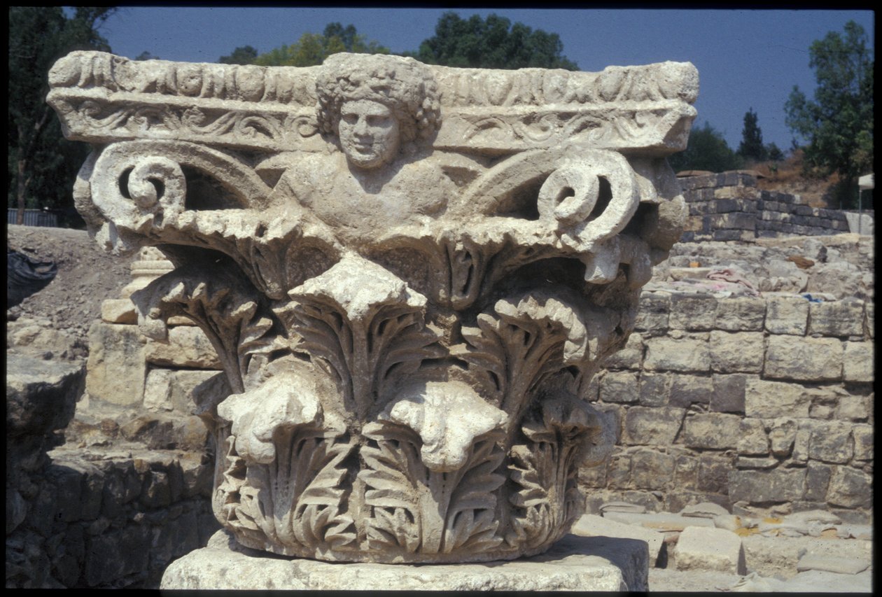 Arkitektoniske detaljer udgravet i den romerske by af Roman