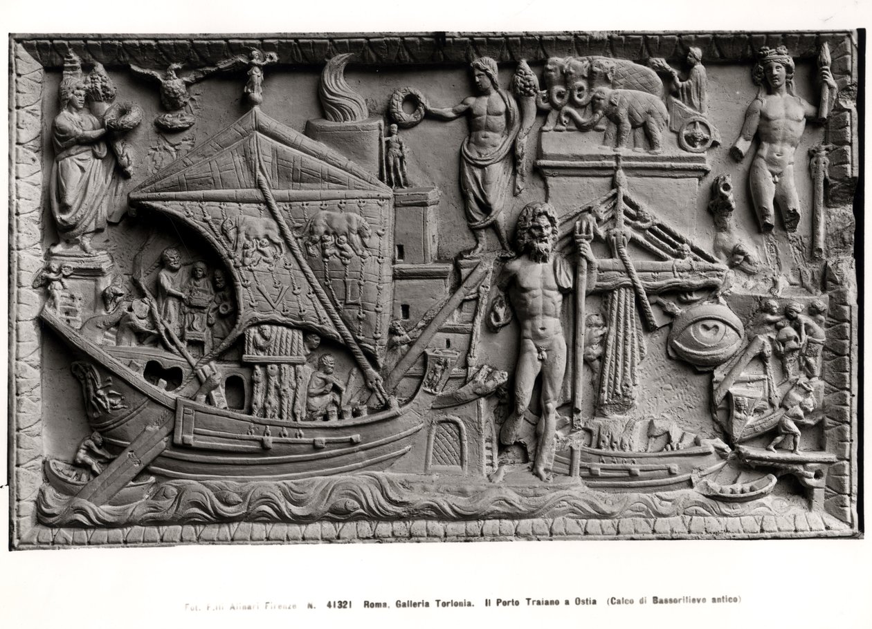 Ankomst af et skib i Trajans Port, Ostia, ca. 200 e.Kr af Roman