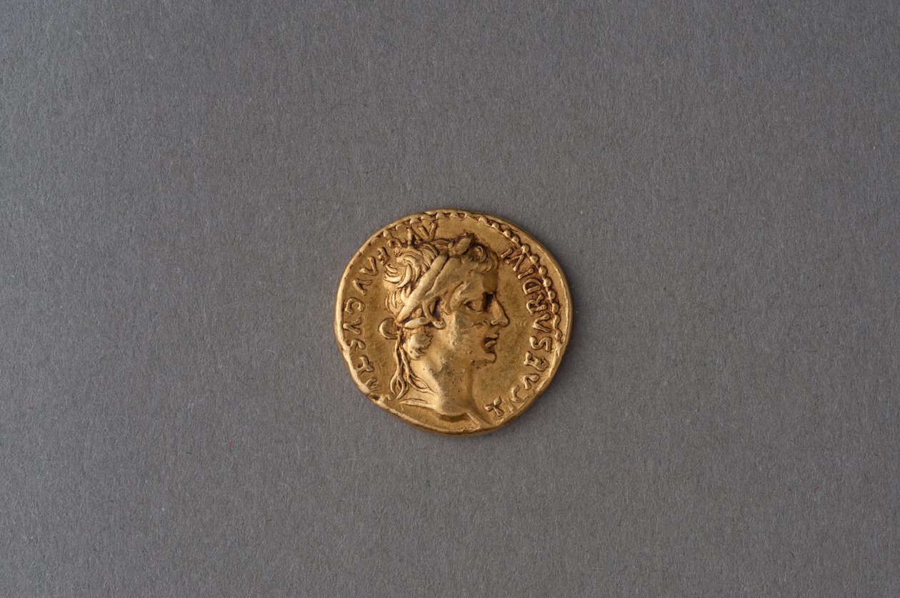 Aureus af Tiberius (guld) af Roman