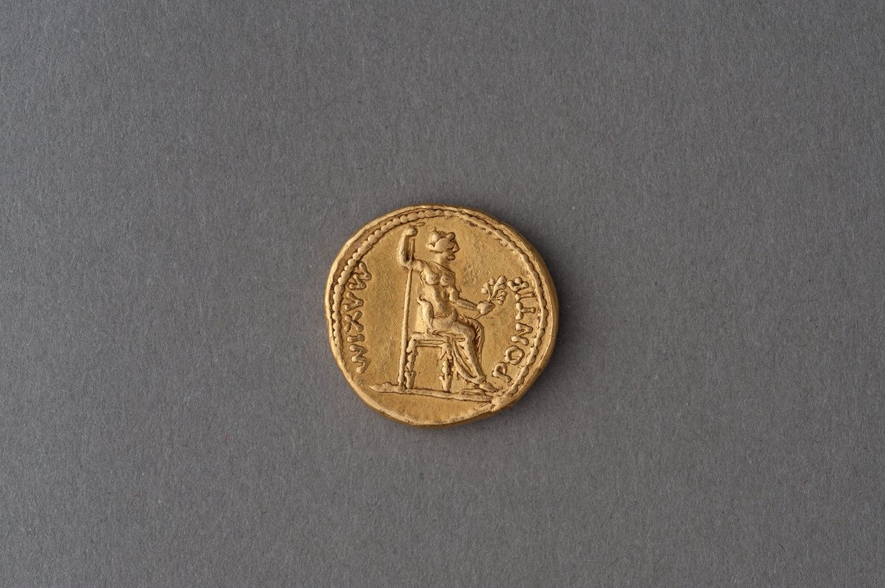 Aureus af Tiberius (guld) af Roman