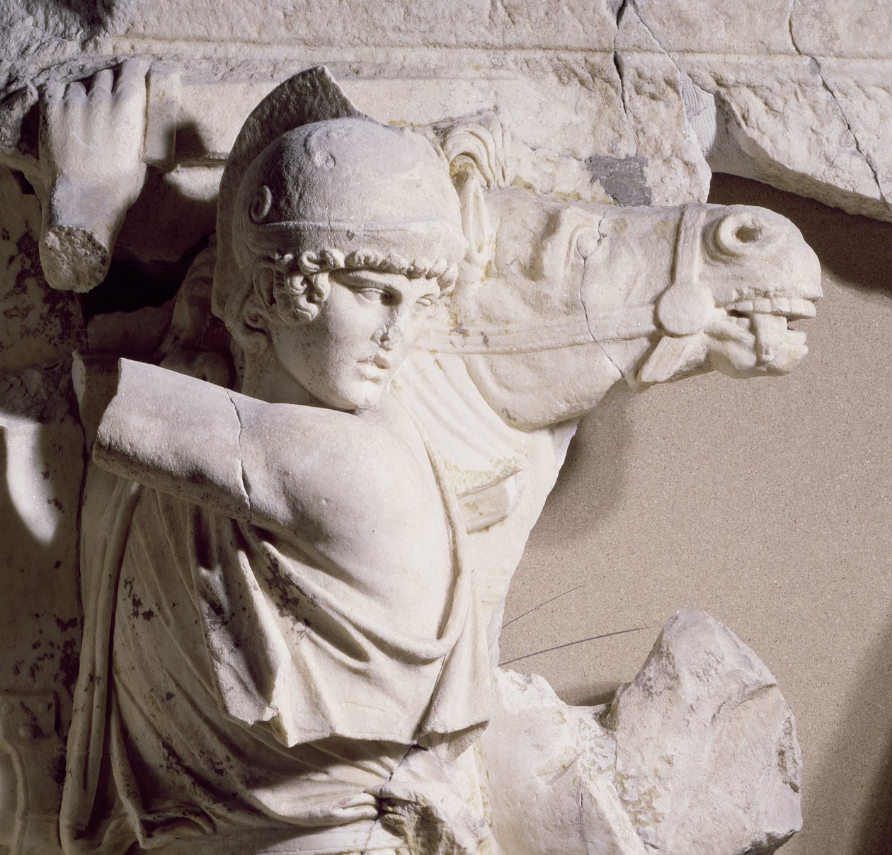 Kampscene, ca. 169 (marmor) (detalje) (se også 198132) af Roman