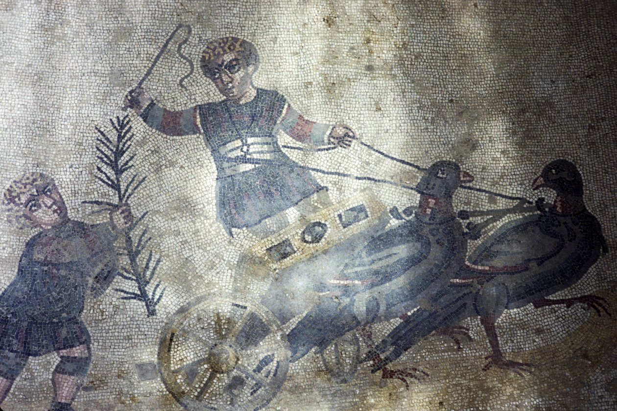 Fuglevogn (mosaik) af Roman